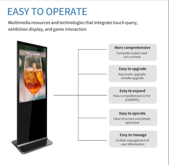 High Quality 32-65 Inches Customized Indoor Standalone Advertising Digital Signage