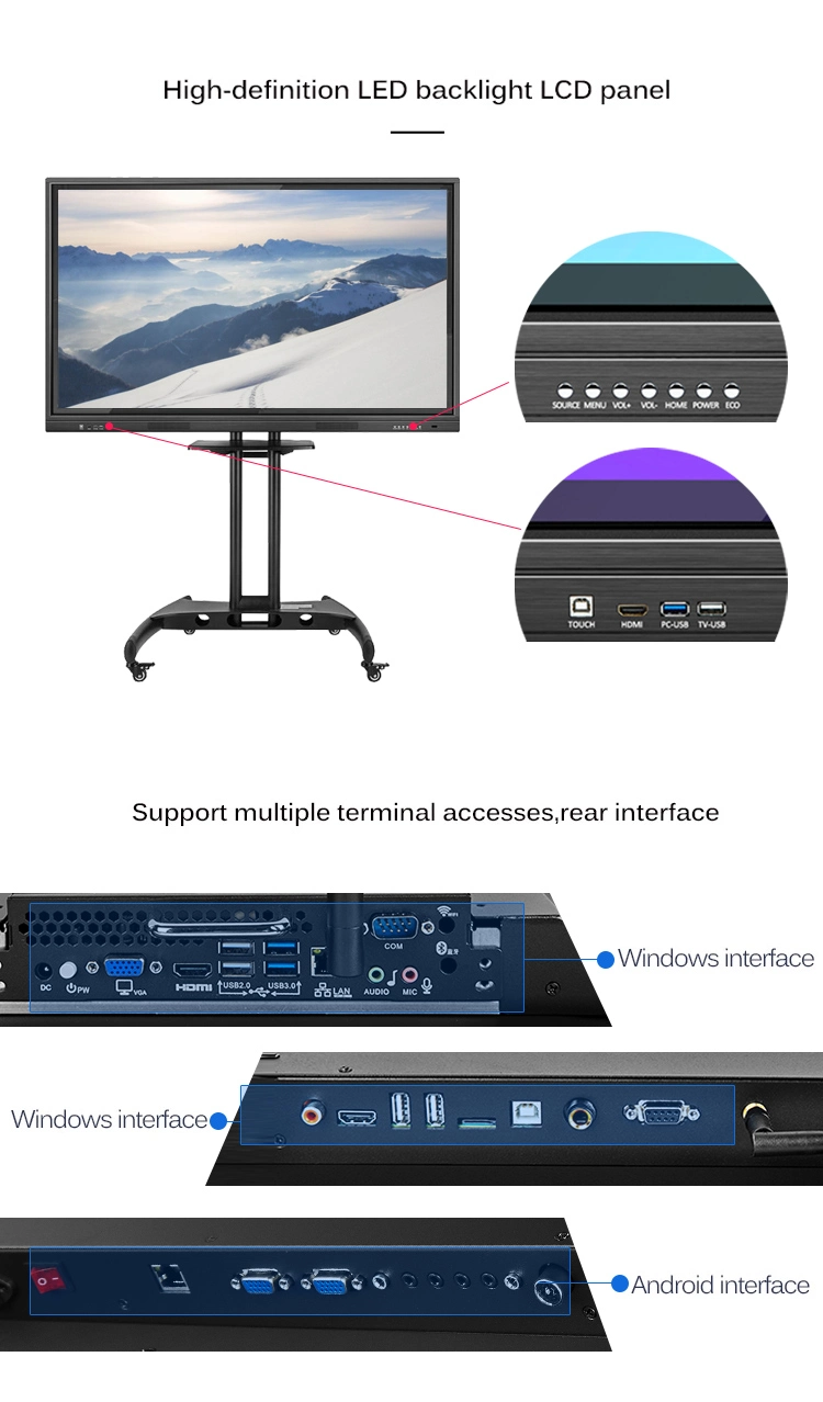 Factory Price Floor Stand 4K Screen Windows 10 Classroom Board Touch Screen 65