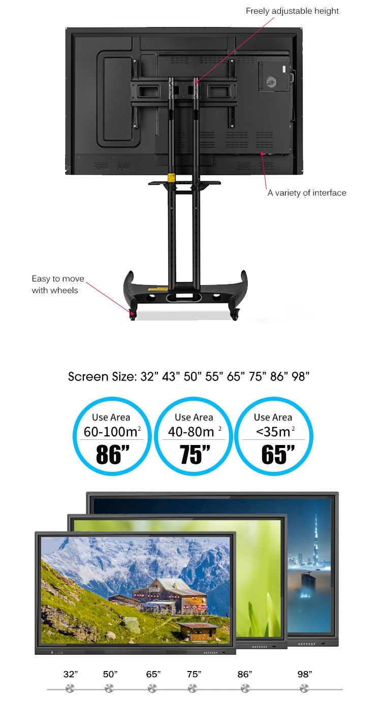 Factory Price Floor Stand 4K Screen Windows 10 Classroom Board Touch Screen 65