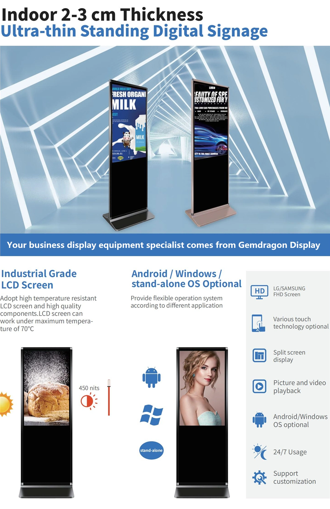 65 in 4K Commercial Interactive Touchscreen 55
