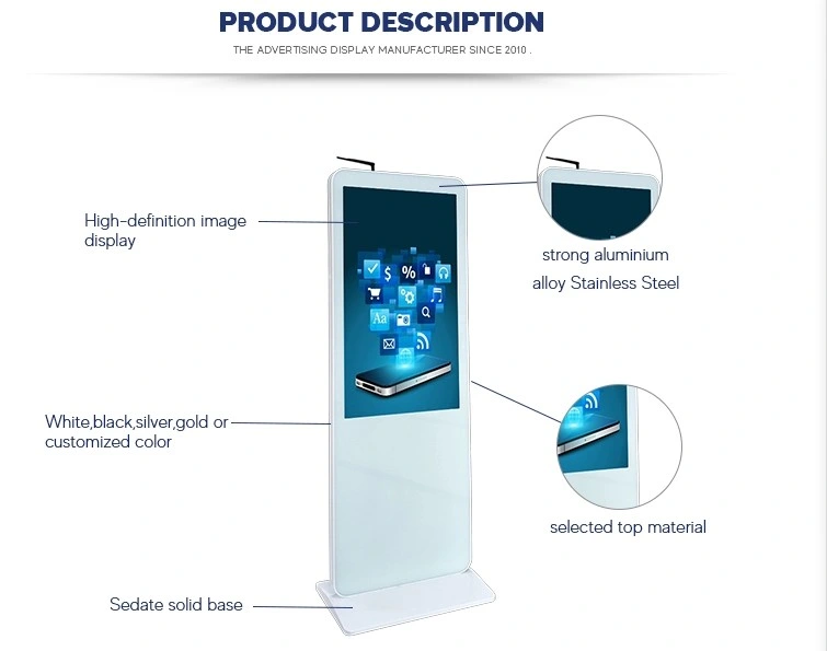 High Quality 32-65 Inches Customized Indoor Standalone Advertising Digital Signage
