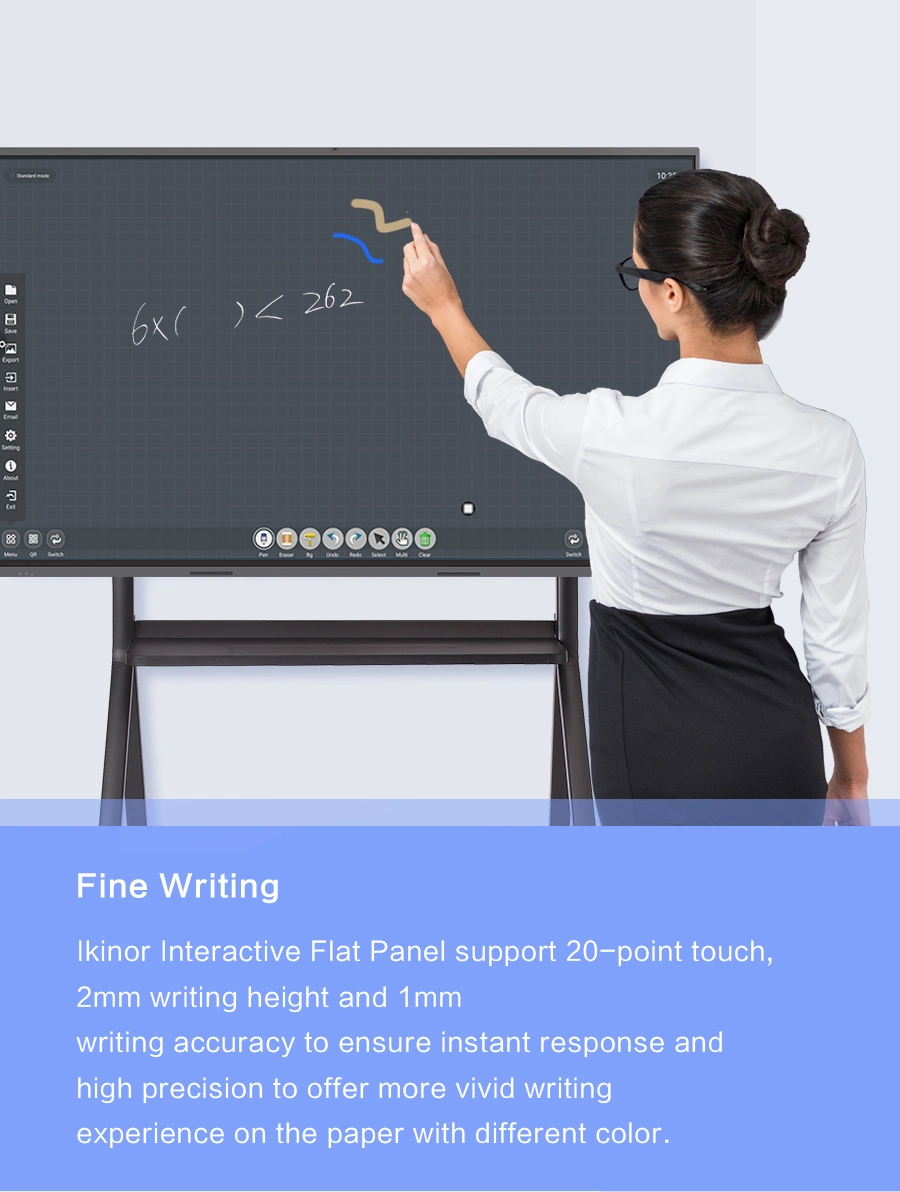 75 Inch Zero Bonding Digital Interactive Portable Smart Whiteboard School Teaching Android 9 Windows Interactive Flat Whiteboard