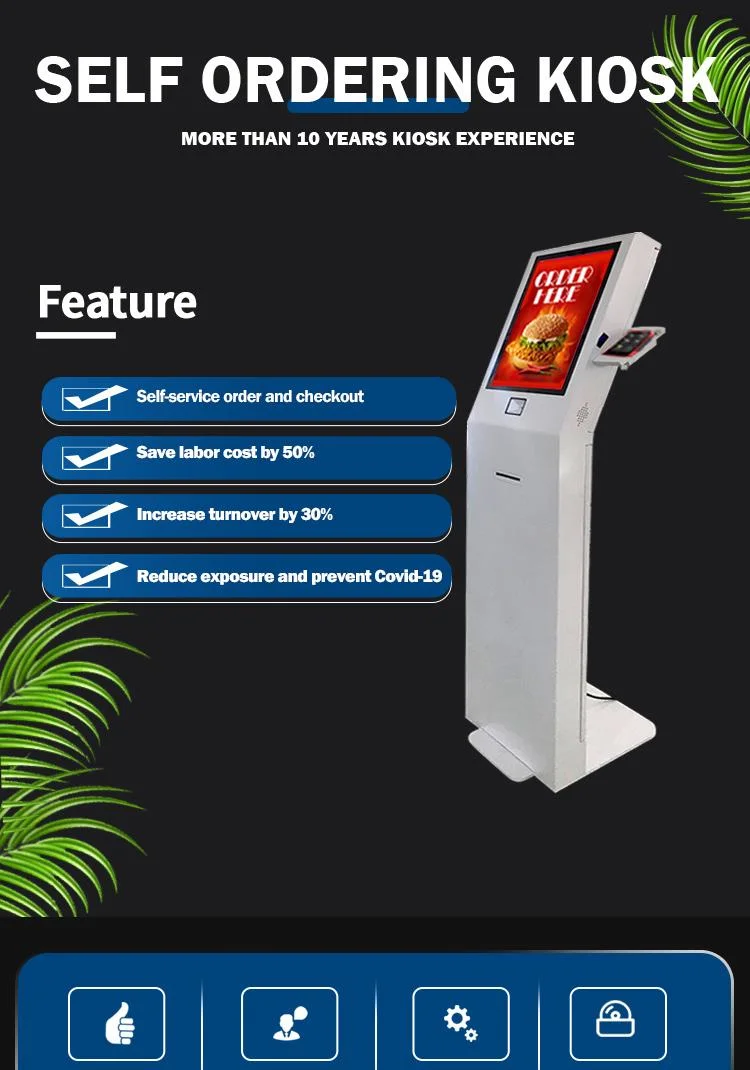 Touch Screen Payment Kiosk Food Ordering Machine Self-Service Kiosk for Restaurant